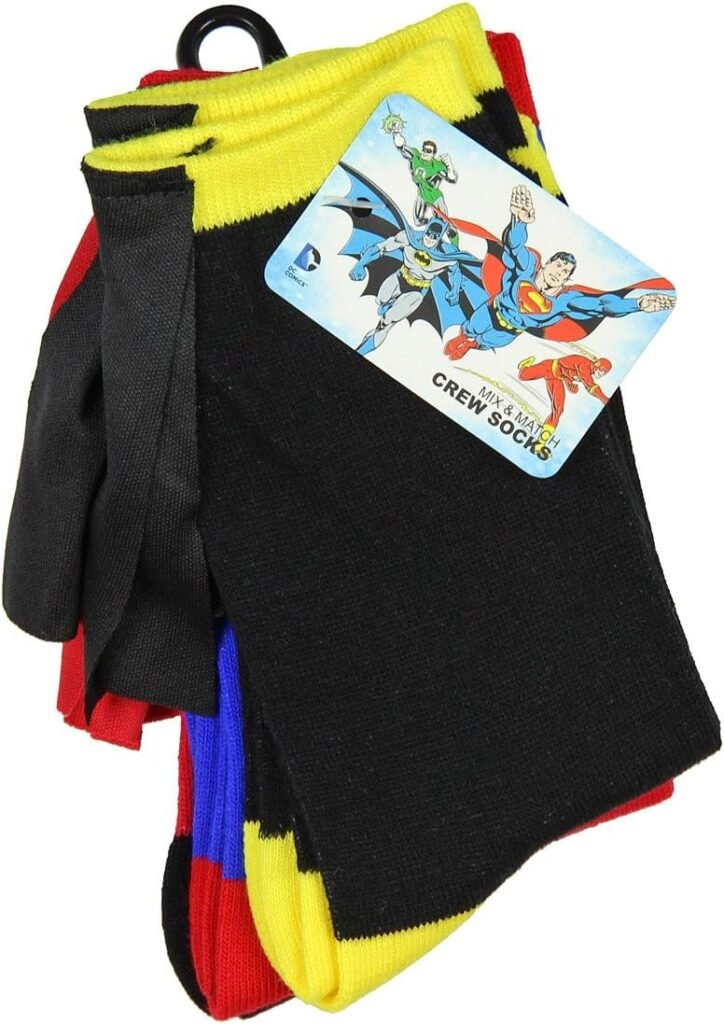 DC Comics Batman Superman The Flash Youth Boys Caped Crew Socks