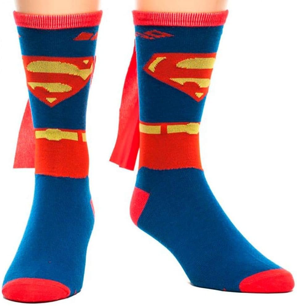 DC Comics Mens Superman Costume Crew Sock With Cape
