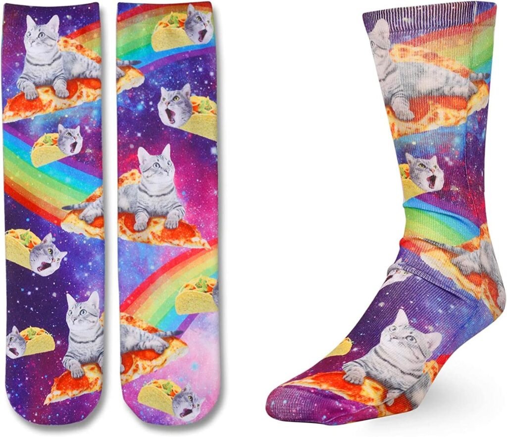Zmart Funny 3D Print Socks for Men Women, Crazy Socks Teens Novelty Print Gag Gifts Dollar Cat Socks Paw Socks