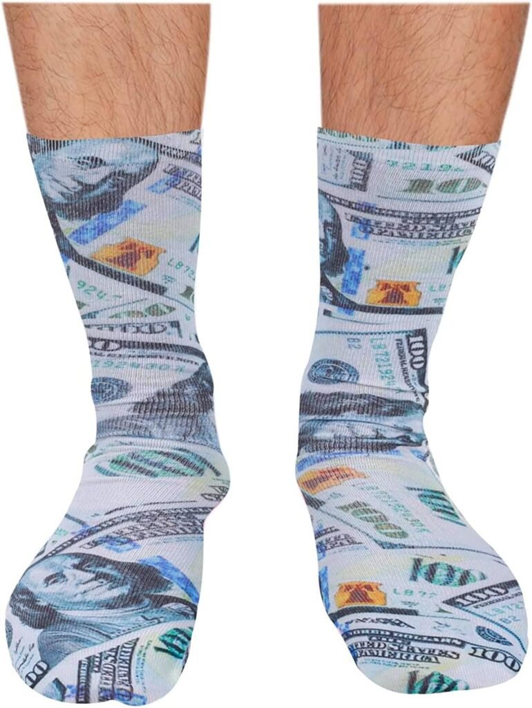 Zmart Funny 3D Print Socks for Men Women, Crazy Socks Teens Novelty Print Gag Gifts Dollar Cat Socks Paw Socks