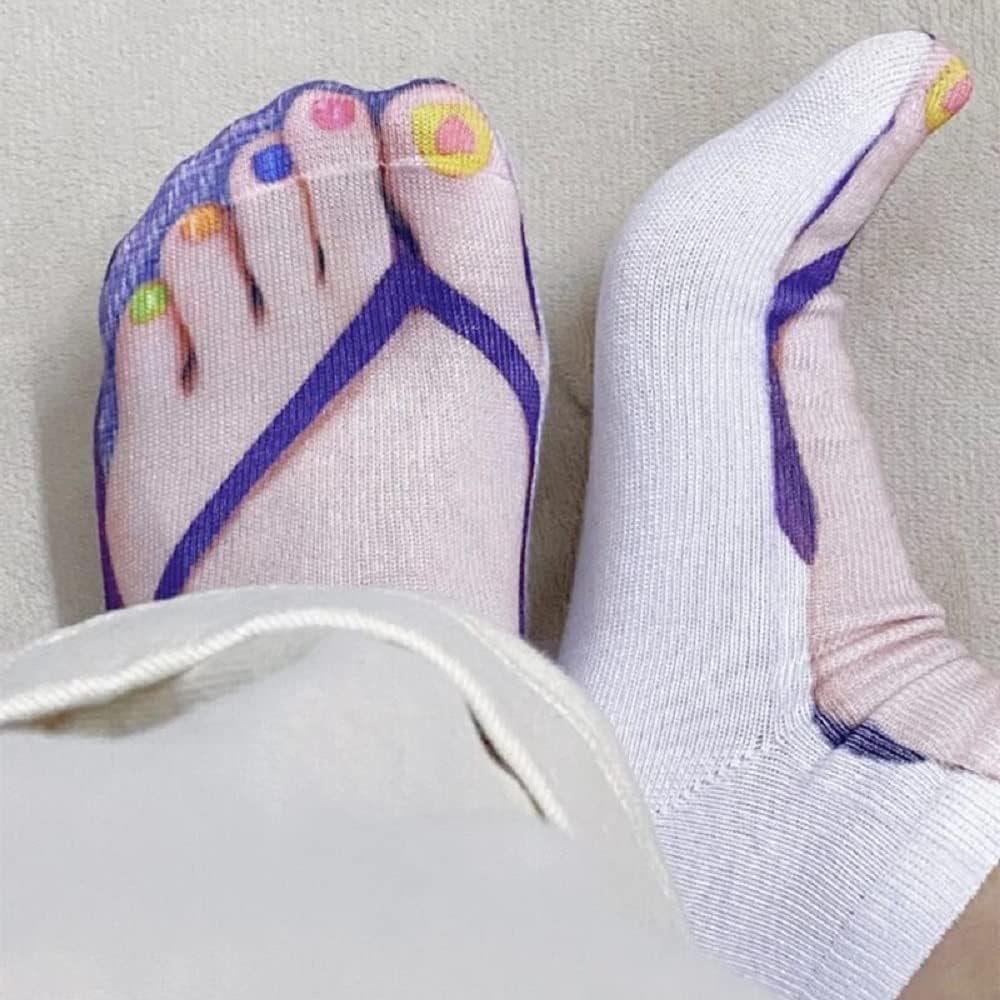 3D Manicure Print Socks Funny Flip Flop Socks Review