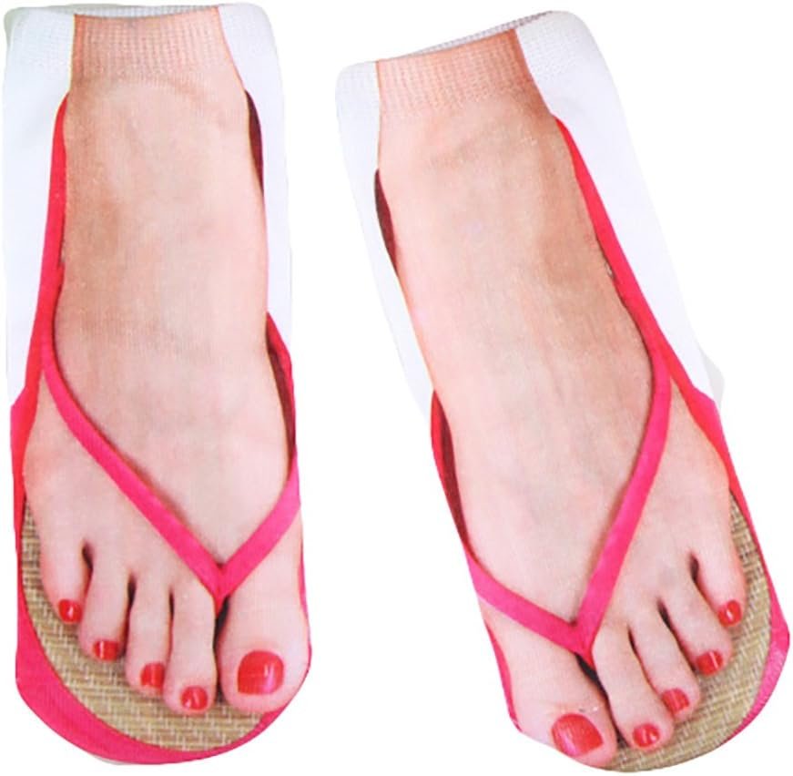 3D Manicure Print Socks Funny Flip Flop Socks 3D Pattern Socks Sandal Socks Low Cut Ankle Silly Socks- A Gag Gift