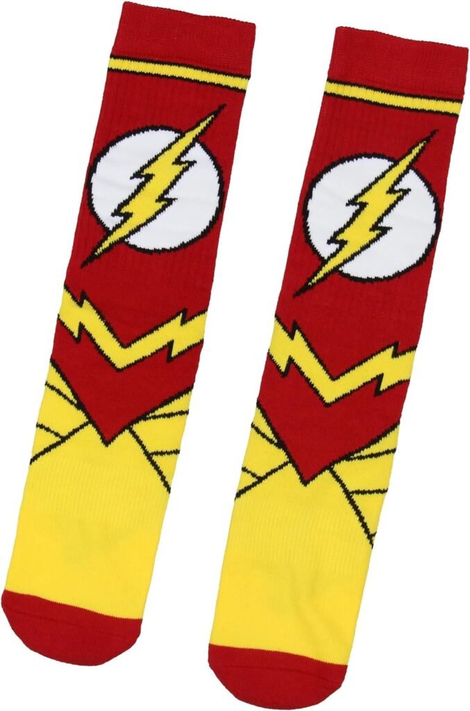 Bioworld DC Comics The Flash Mens Suit Up Mid-Calf Adult Costume Crew Socks