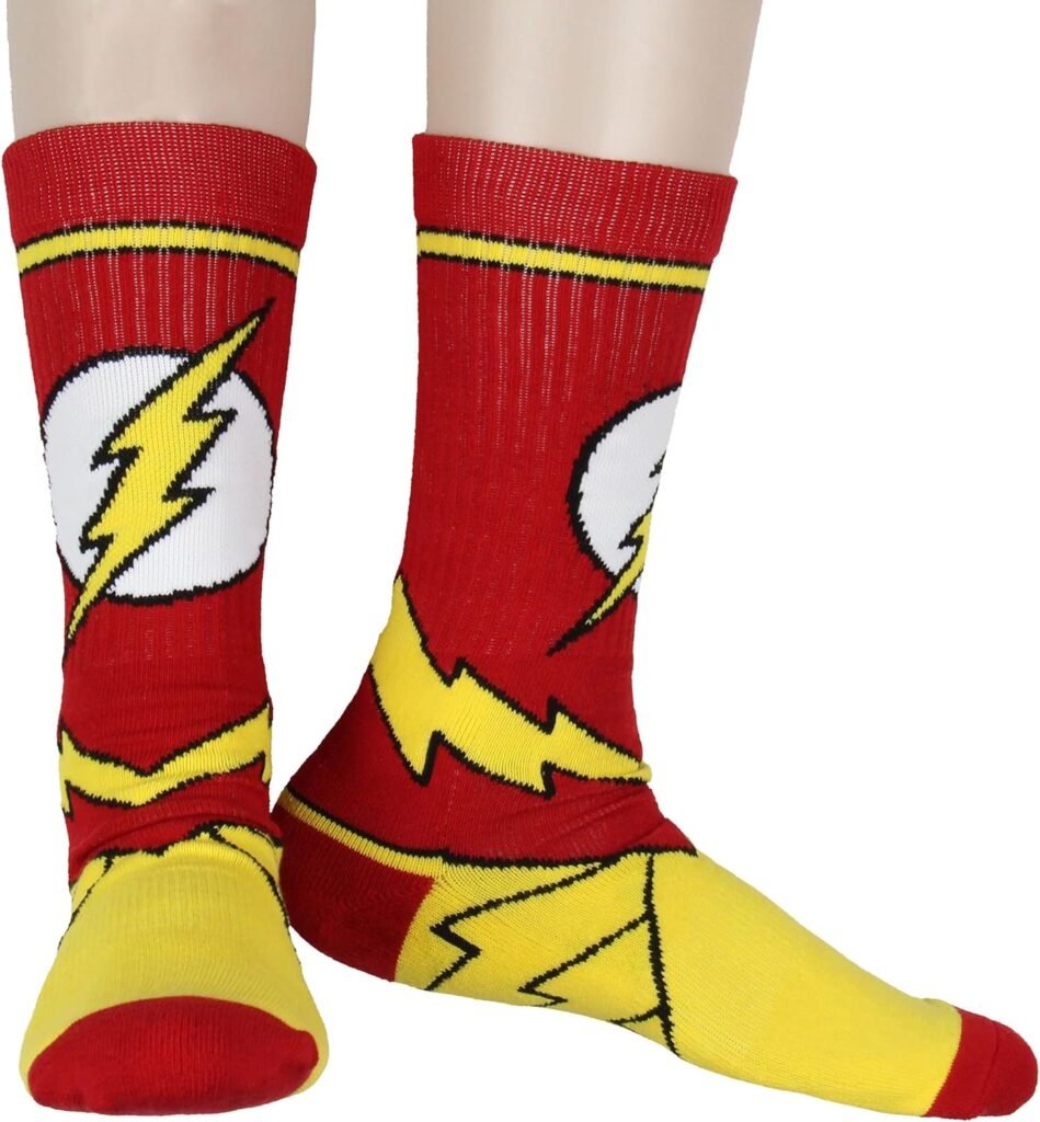 Bioworld DC Comics The Flash Mens Suit Up Mid-Calf Adult Costume Crew Socks