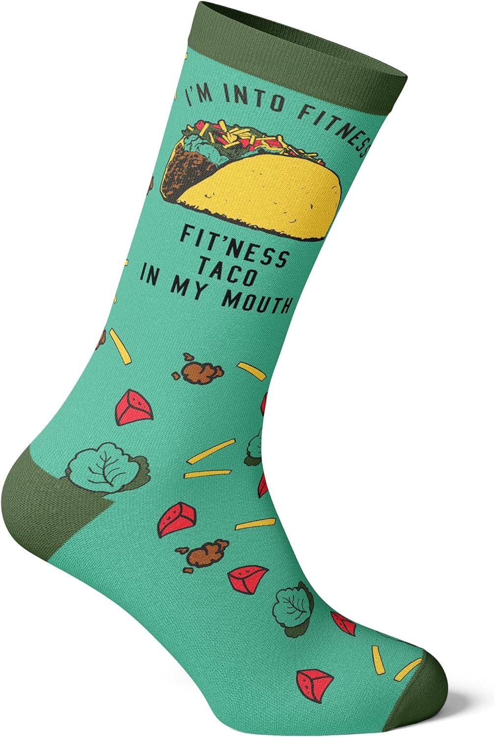 Fitness Taco Sock Funny Cute And Humor Sarcastic Graphic Cool Crazy Footwear (Green) Review