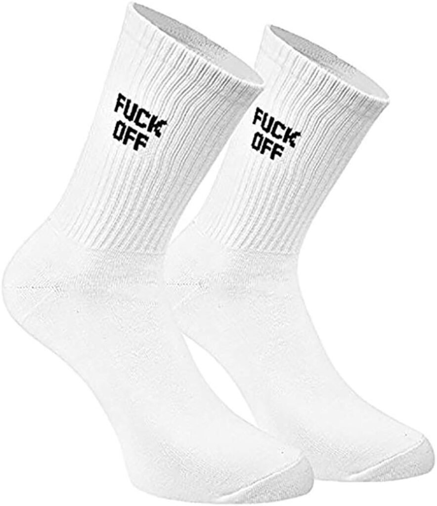 FUCK OFF Swear Word Curse Printed Stockings Crew Socks Funny Men Tube Socks