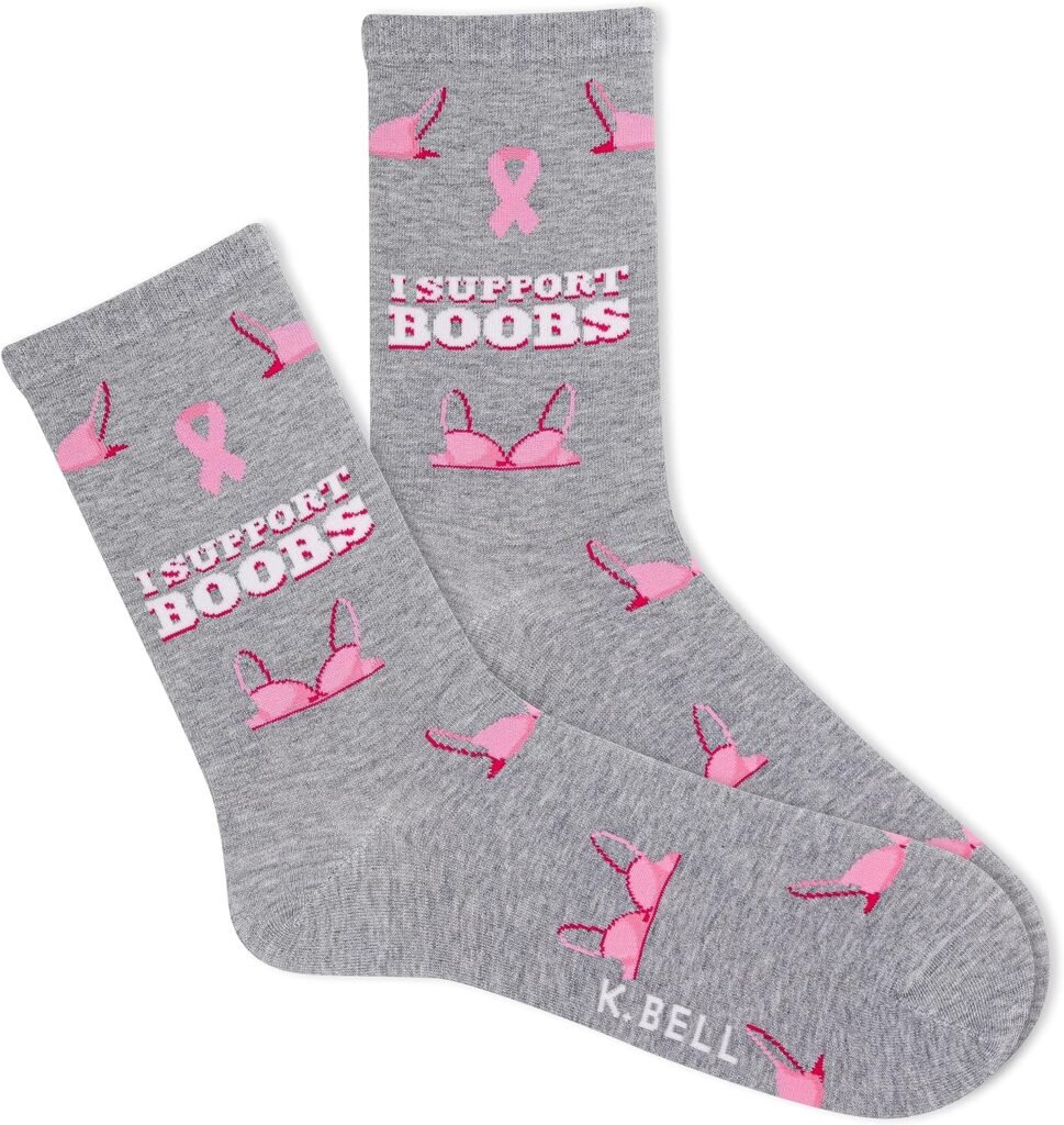 K. Bell Socks Womens Fun Happy Hour Crew Socks-1 Pairs-Cool  Cute Pop Culture Funny Gifts