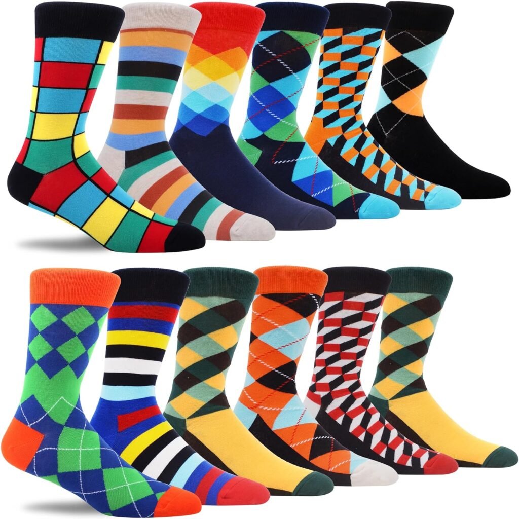 MAKABO Mens Fun Dress Socks Colorful Funny Novelty Casual Crew Socks Packs