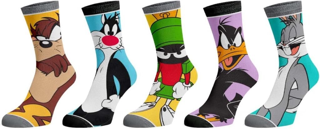 Bioworld Looney Tunes Character Photos Crew Socks (Pack of 5 pairs)