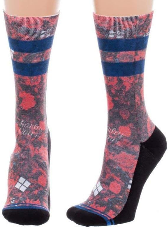 DC Comics Harley Quinn Floral Juniors Sublimated Crew Socks