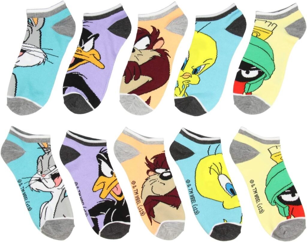 Looney Tunes Character Mens And Womens 5 Pack Ankle Socks