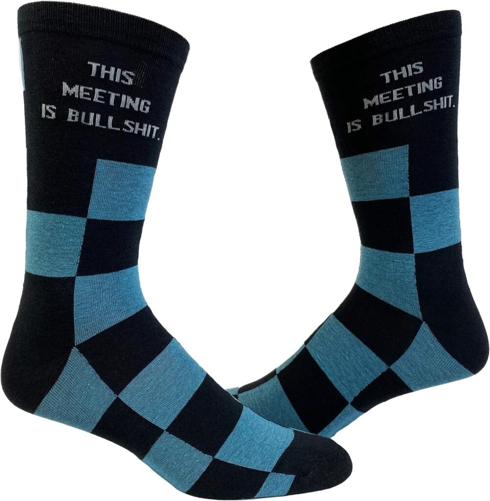 Crazy Dog T-Shirts Mens This Meeting Is Bullshit Funny Socks Office Humor Sarcastic Sock for Work Graphic Novelty Footwear for Boss
