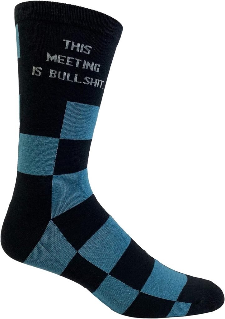 Crazy Dog T-Shirts Mens This Meeting Is Bullshit Funny Socks Office Humor Sarcastic Sock for Work Graphic Novelty Footwear for Boss