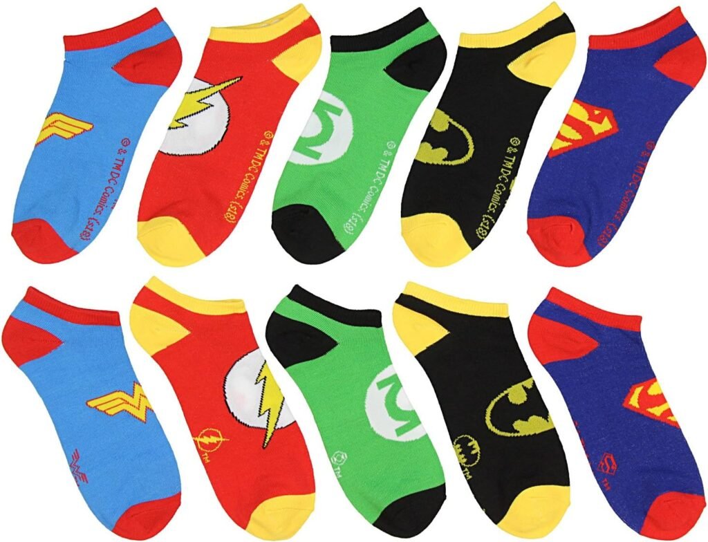 DC Comics Justice League Logos Adult 5 Pack Superhero Ankle No-Show Socks