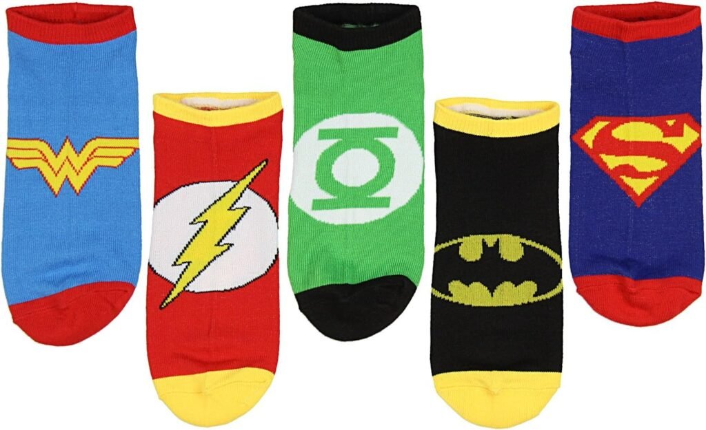 DC Comics Justice League Logos Adult 5 Pack Superhero Ankle No-Show Socks