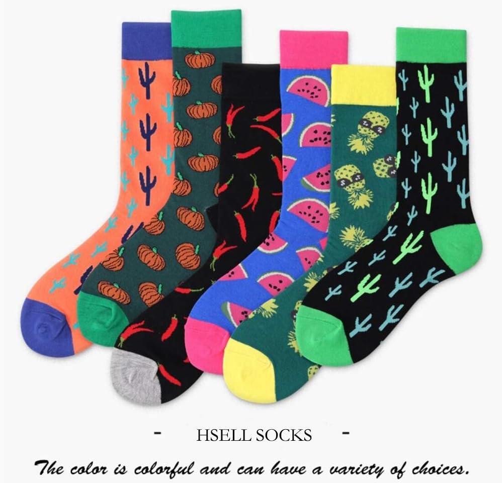 HSELL Mens Funny Pattern Dress Socks Crazy Design Cotton Socks Novelty Gifts for Men