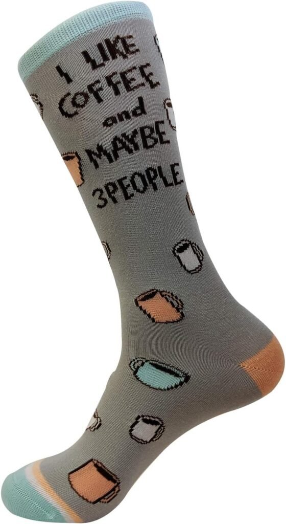 Womens I Like Coffee And Maybe 3 People Socks Funny Saying Sock Sarcastic Humor Caffeine Lover Novelty Footwear