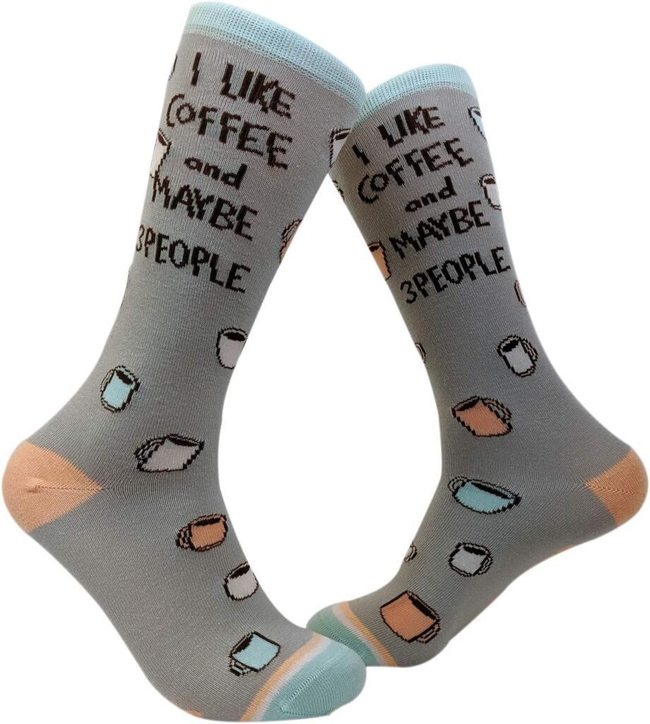 Womens I Like Coffee And Maybe 3 People Socks Funny Saying Sock Sarcastic Humor Caffeine Lover Novelty Footwear