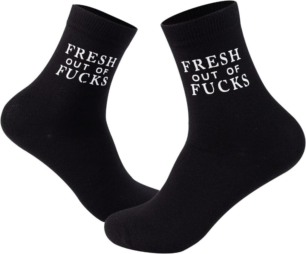 Fresh Out Of Fucks Socks Funny Novelty Crew Socks Funny Casual Socks For Men Women,Sarcastic Gift Funny Gift for Friends,wife,Colleague.