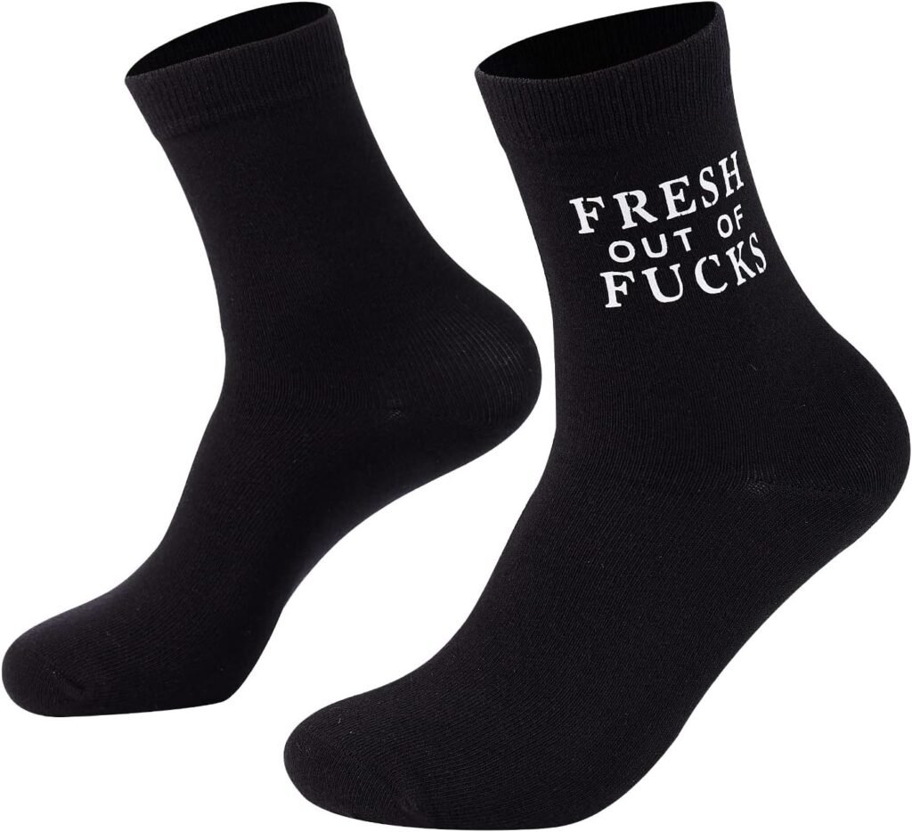 Fresh Out Of Fucks Socks Funny Novelty Crew Socks Funny Casual Socks For Men Women,Sarcastic Gift Funny Gift for Friends,wife,Colleague.