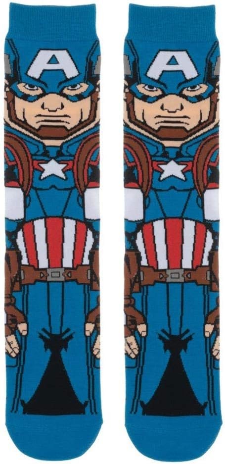 Super Hero Marvel Comics Captain America Character 360 Crew Socks