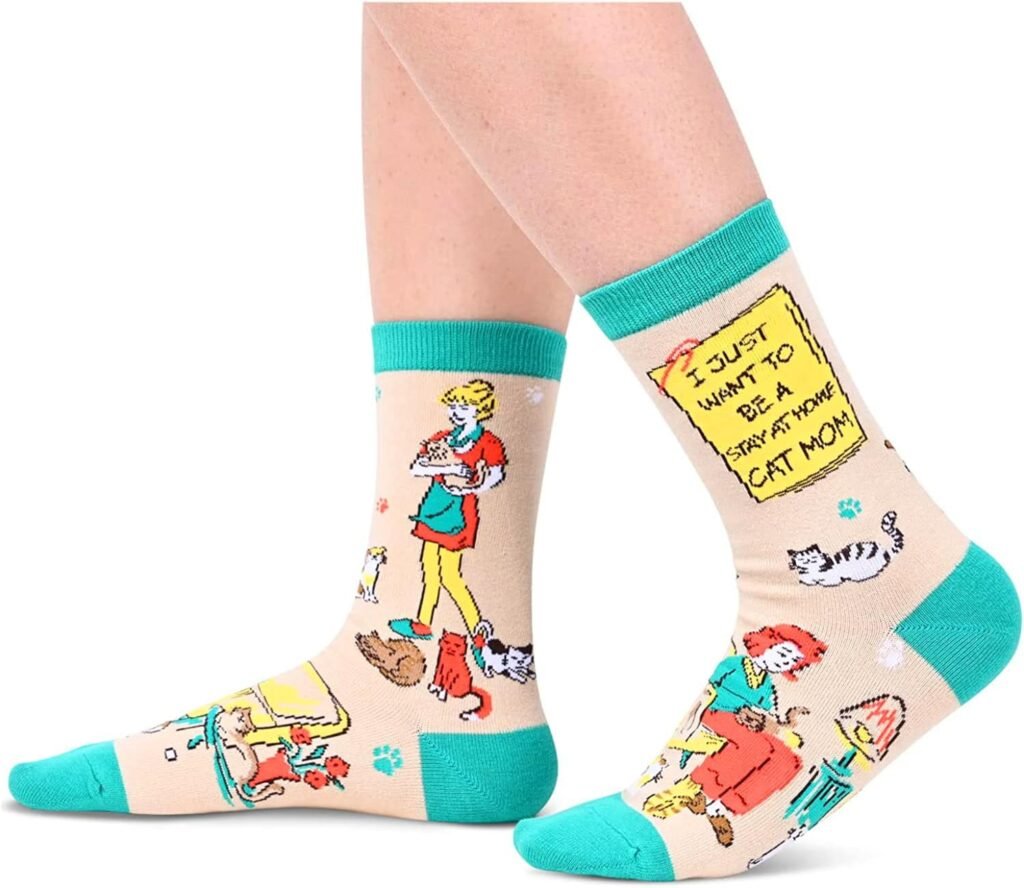 HAPPYPOP Funny Socks with Sayings Feminist Inspirational Cancer Book Lover Gifts Socks, Sarcastic Cat Dog Mom Socks