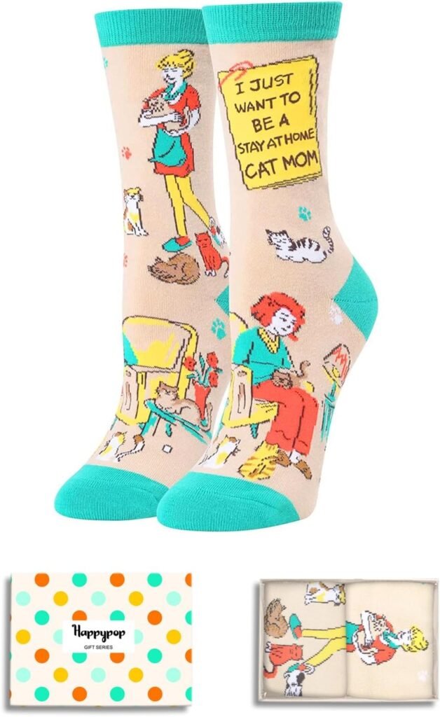 HAPPYPOP Funny Socks with Sayings Feminist Inspirational Cancer Book Lover Gifts Socks, Sarcastic Cat Dog Mom Socks