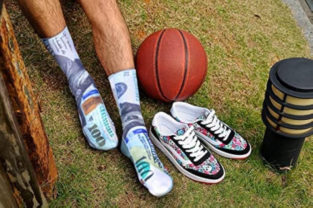 Mens Funny Crazy Socks Unisex Novelty Cool Funky 3D Printed Crew Socks Boys Patterned Basketball Tube Socks Christmas Gifts