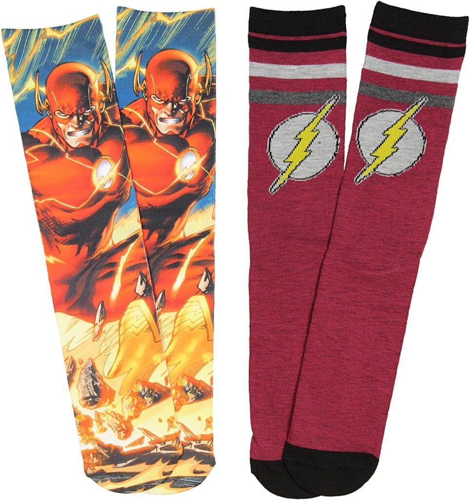 DC Comics The Flash Photoreal Mens 2 Pack Crew Socks